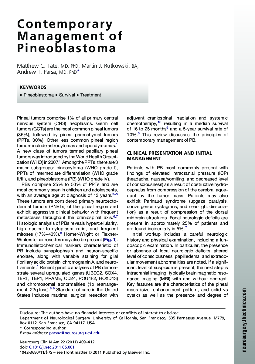 Contemporary Management of Pineoblastoma