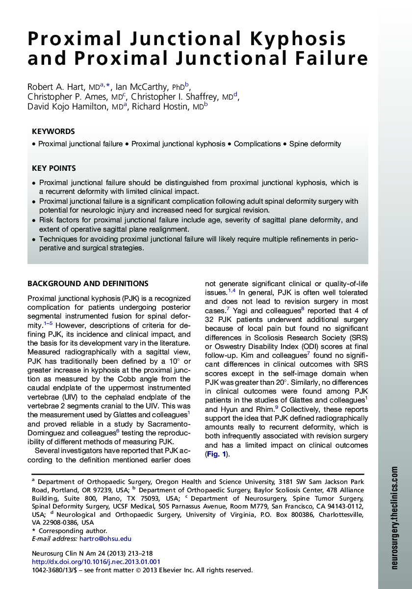 Proximal Junctional Kyphosis and Proximal Junctional Failure