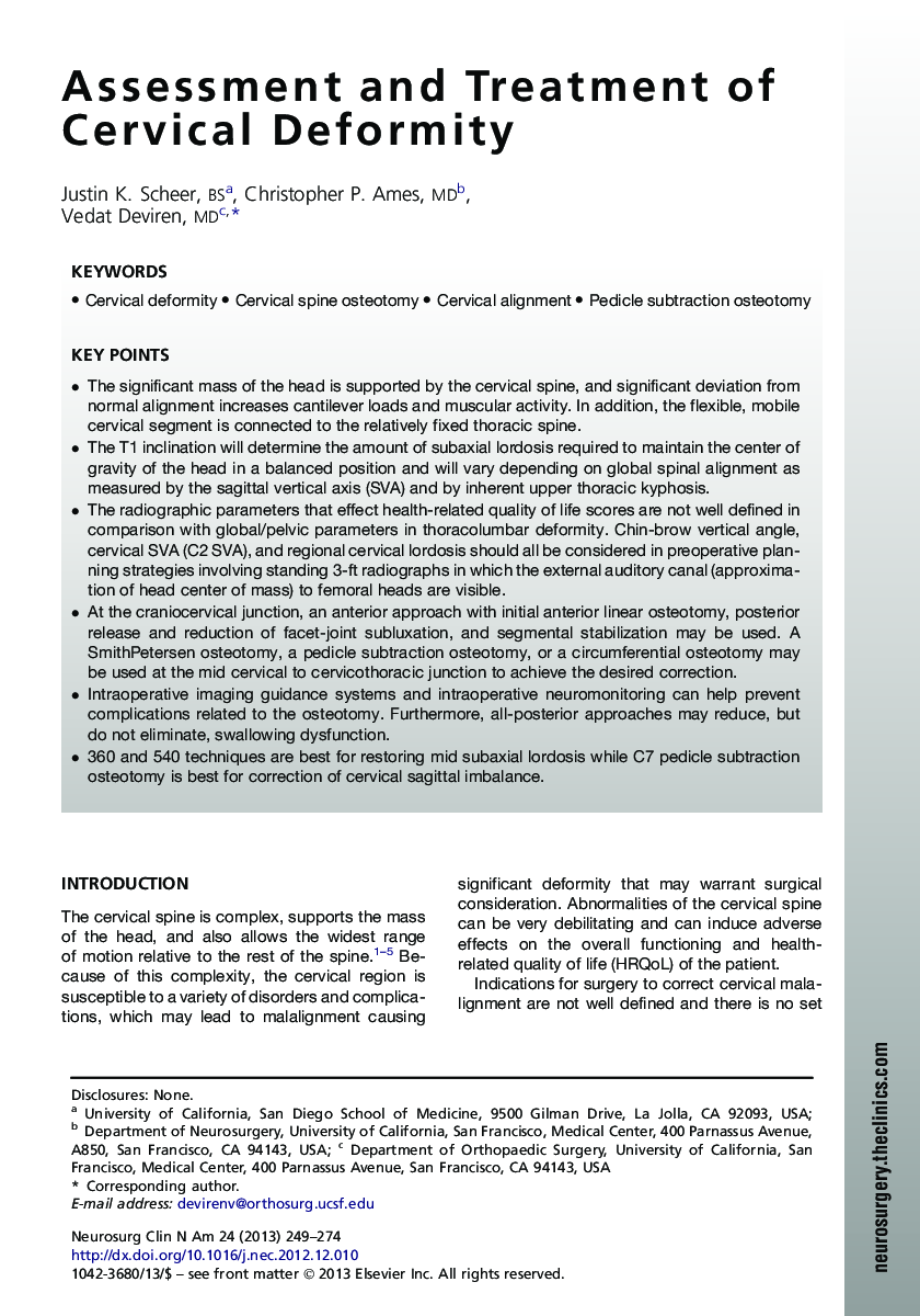 Assessment and Treatment of Cervical Deformity