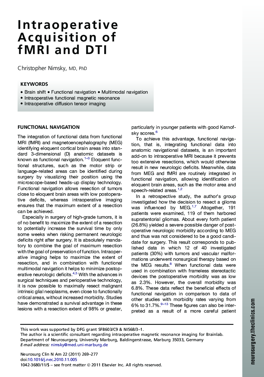 Intraoperative Acquisition of fMRI and DTI