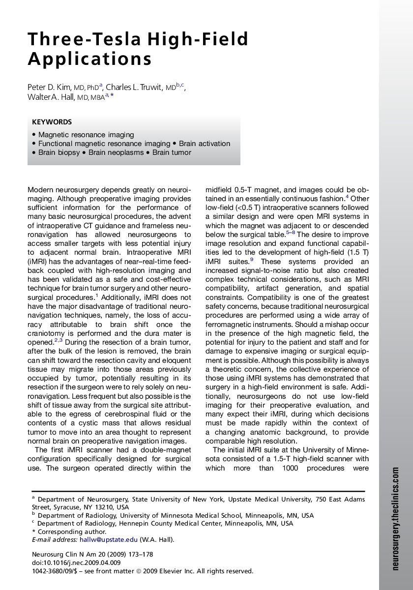 Three-Tesla High-Field Applications