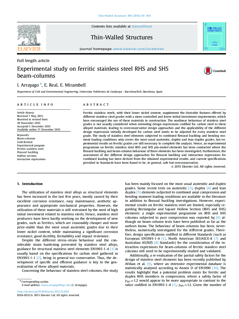 Experimental study on ferritic stainless steel RHS and SHS beam-columns