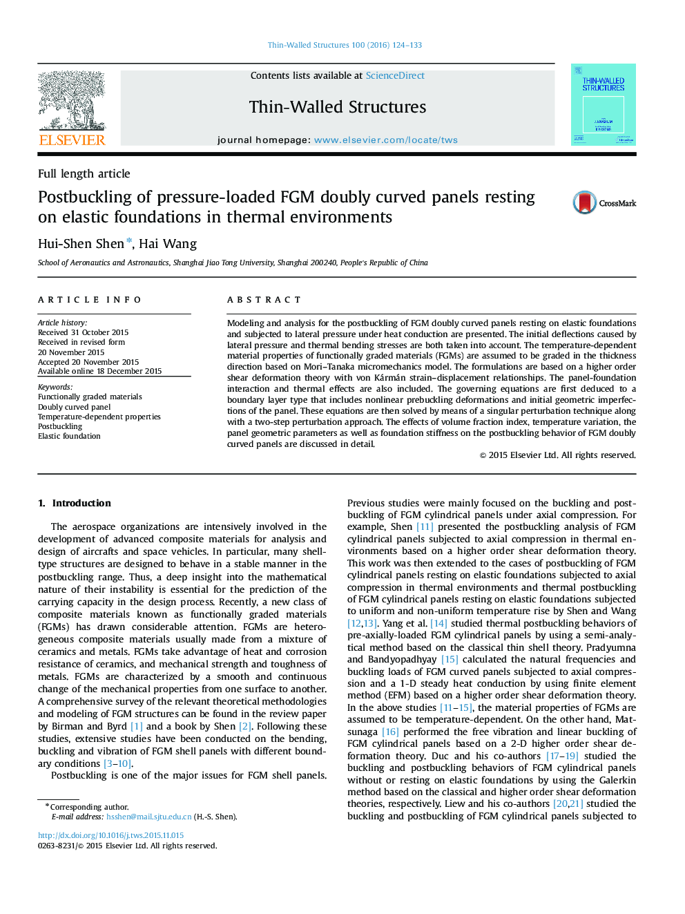 Postbuckling of pressure-loaded FGM doubly curved panels resting on elastic foundations in thermal environments