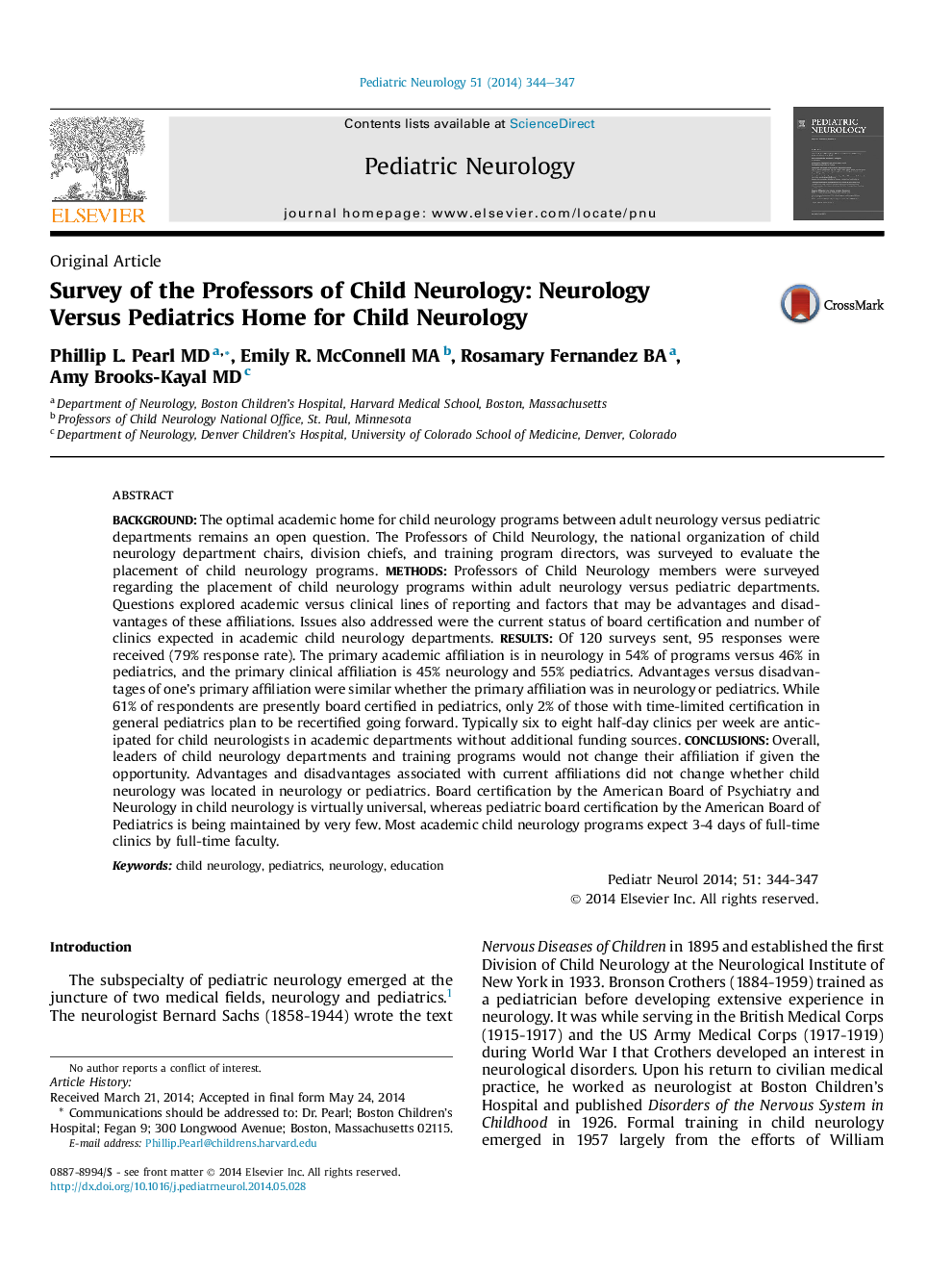 Survey of the Professors of Child Neurology: Neurology VersusÂ Pediatrics Home for Child Neurology