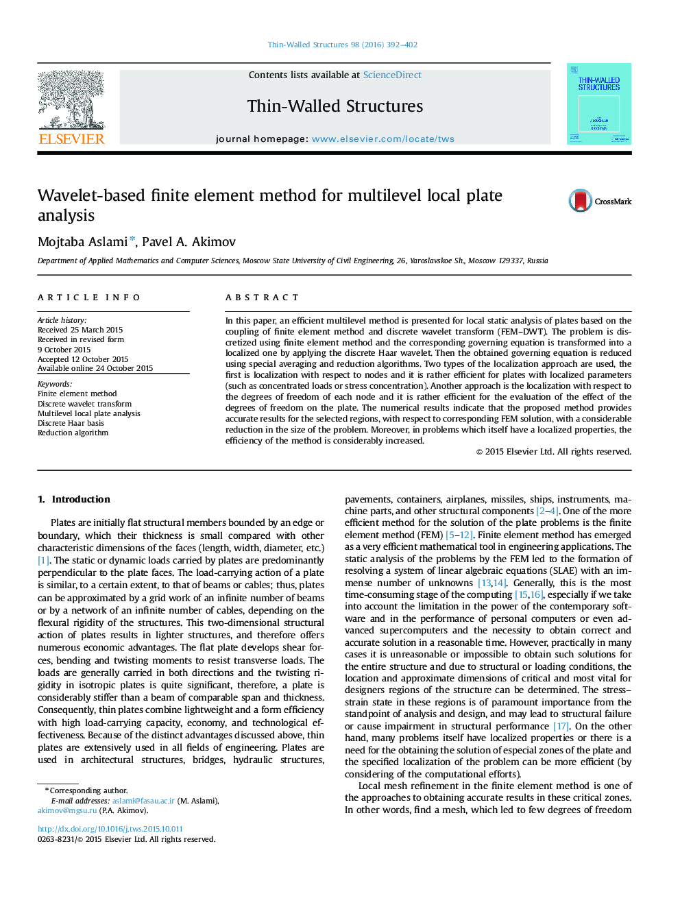 Wavelet-based finite element method for multilevel local plate analysis