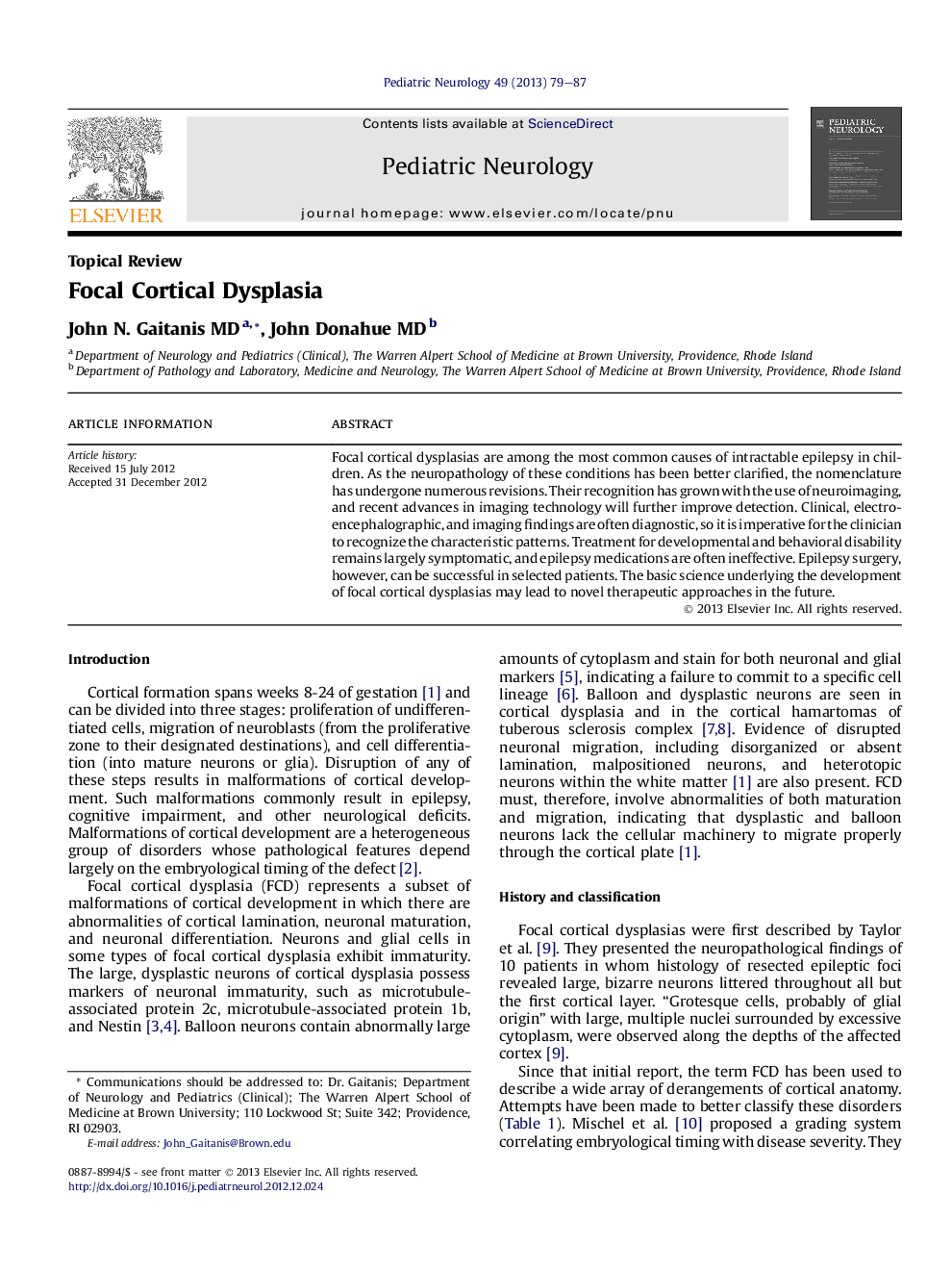 Focal Cortical Dysplasia