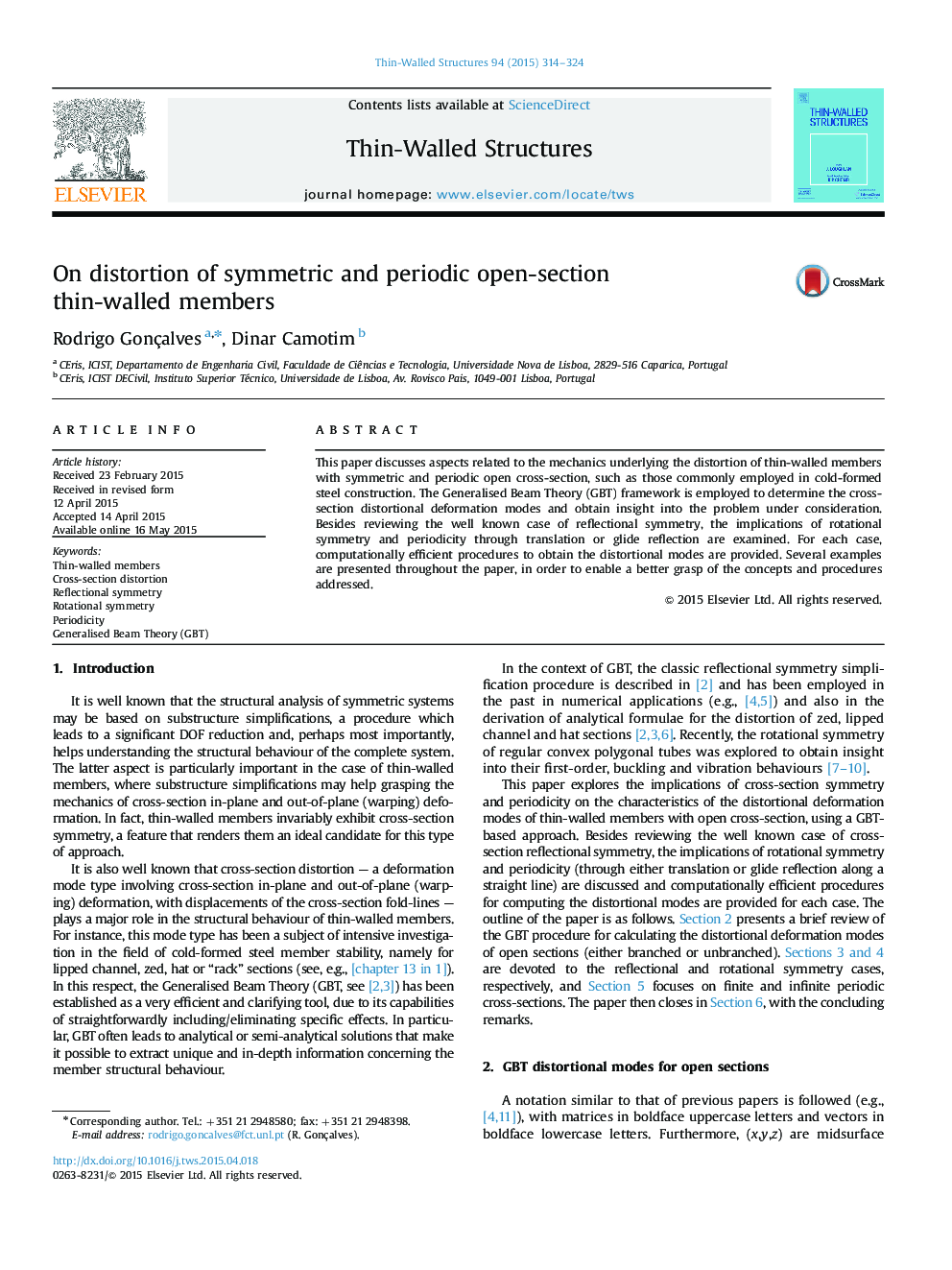 On distortion of symmetric and periodic open-section thin-walled members