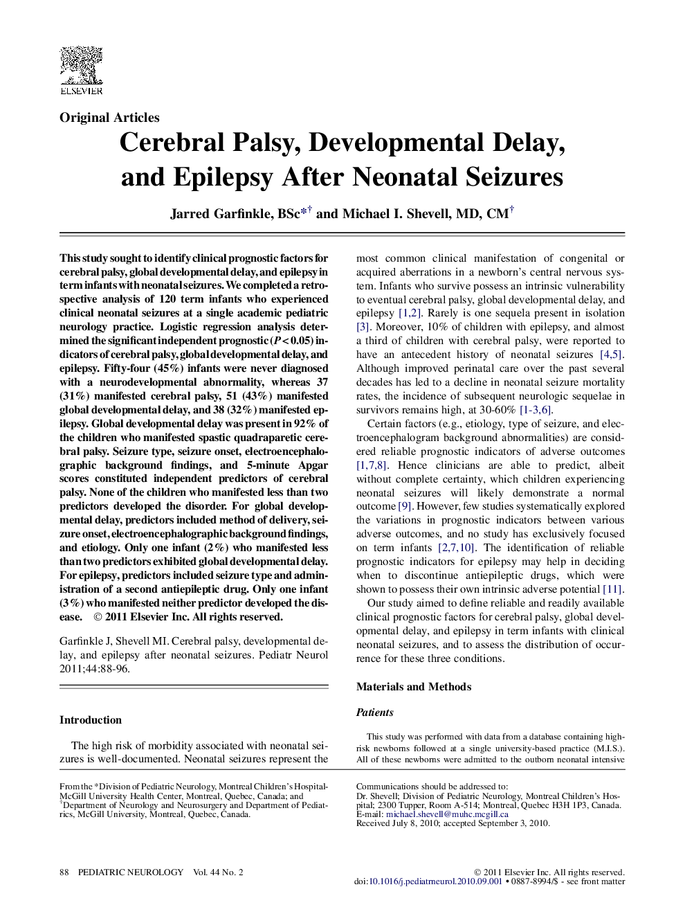 Cerebral Palsy, Developmental Delay, and Epilepsy After Neonatal Seizures