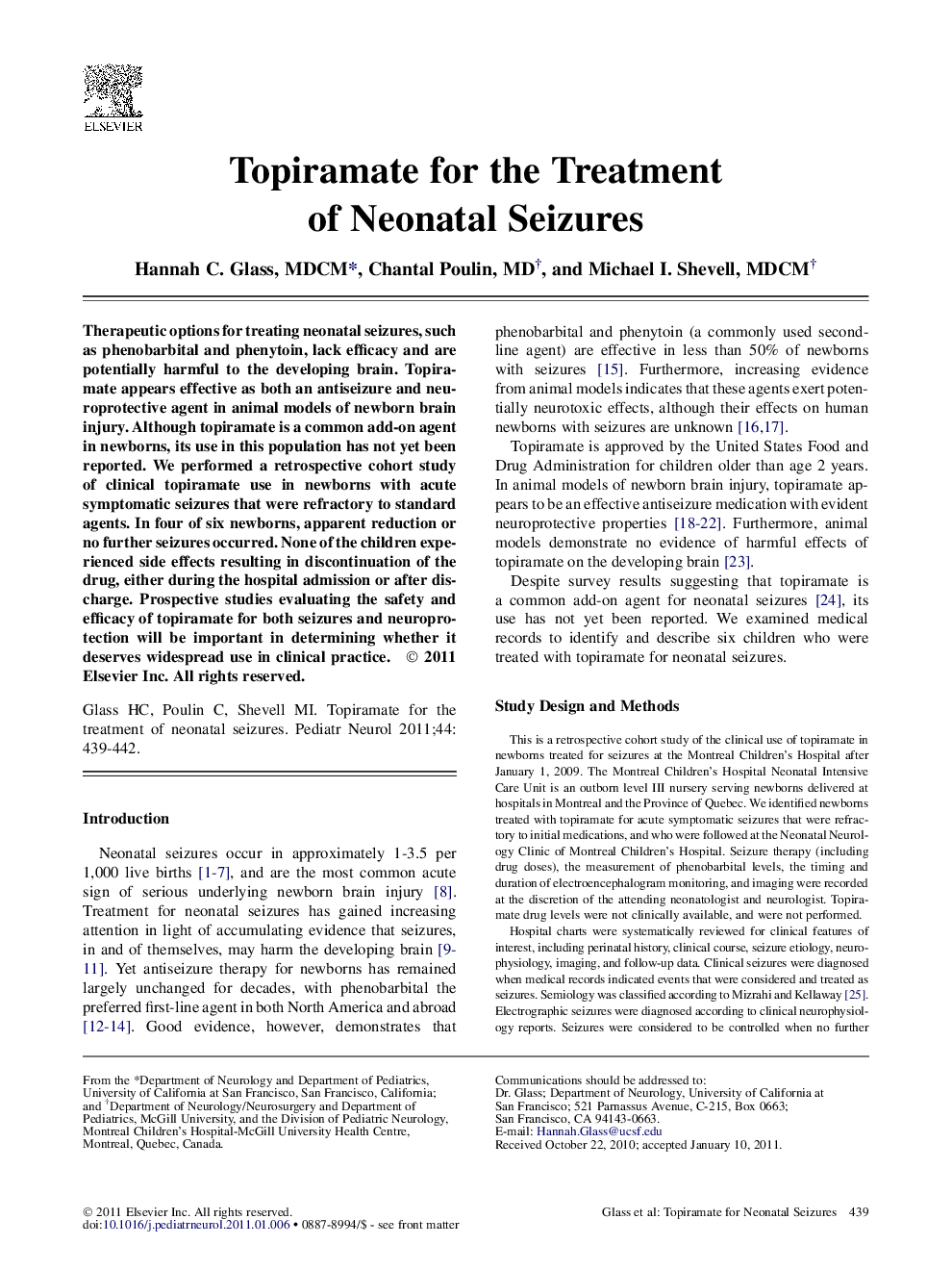 Topiramate for the Treatment of Neonatal Seizures