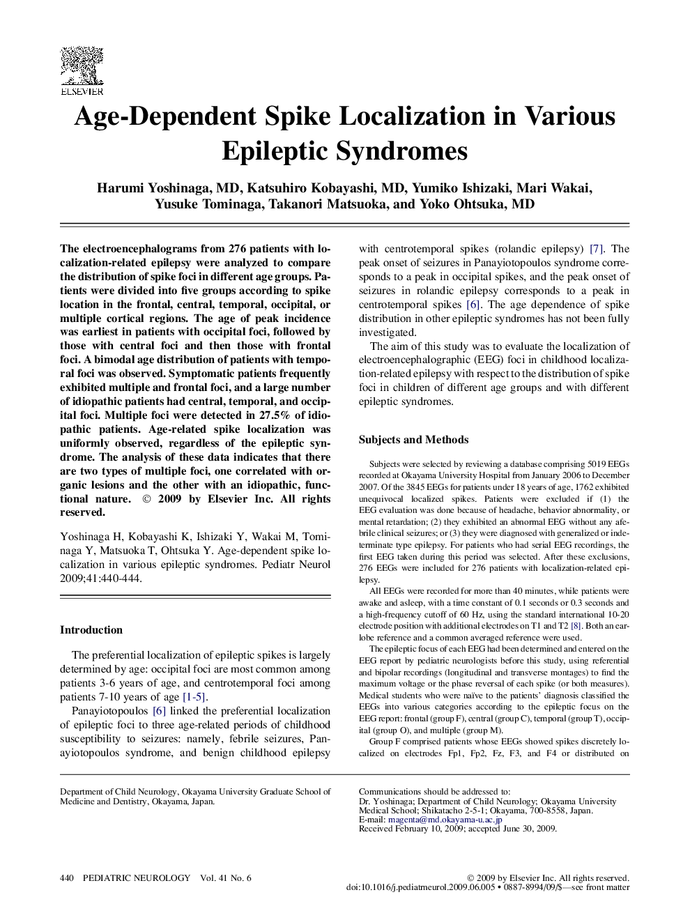 Age-Dependent Spike Localization in Various Epileptic Syndromes