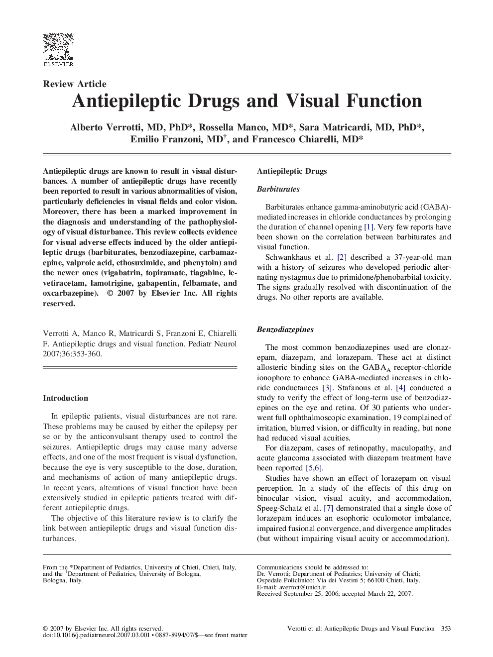Antiepileptic Drugs and Visual Function