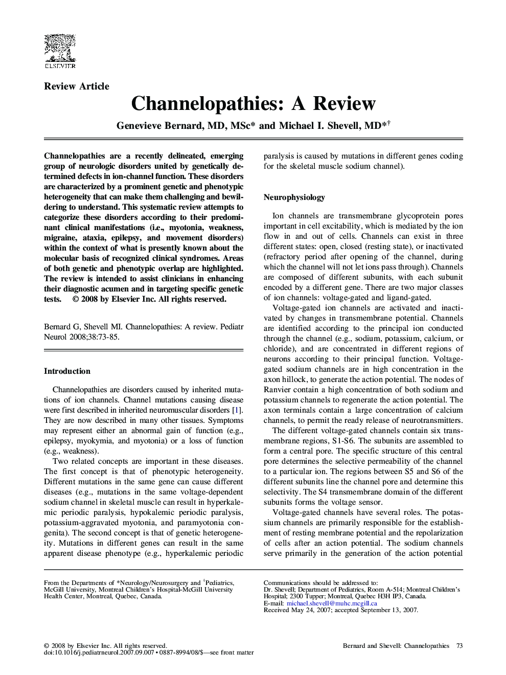 Channelopathies: A Review