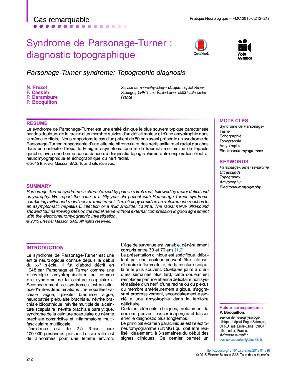 Syndrome de Parsonage-TurnerÂ : diagnostic topographique