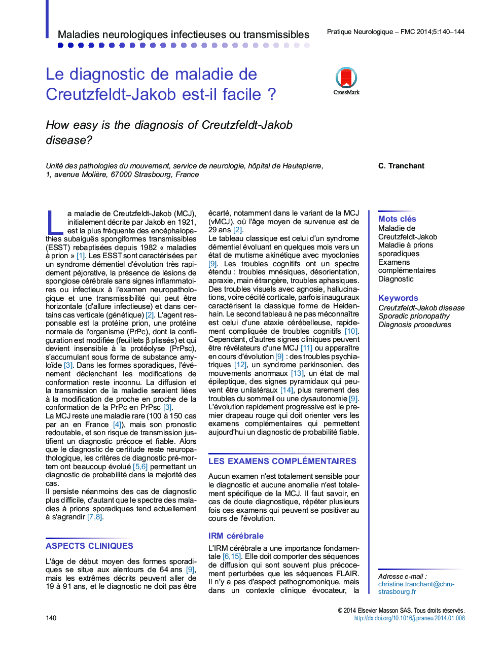 Le diagnostic de maladie de Creutzfeldt-Jakob est-il facileÂ ?