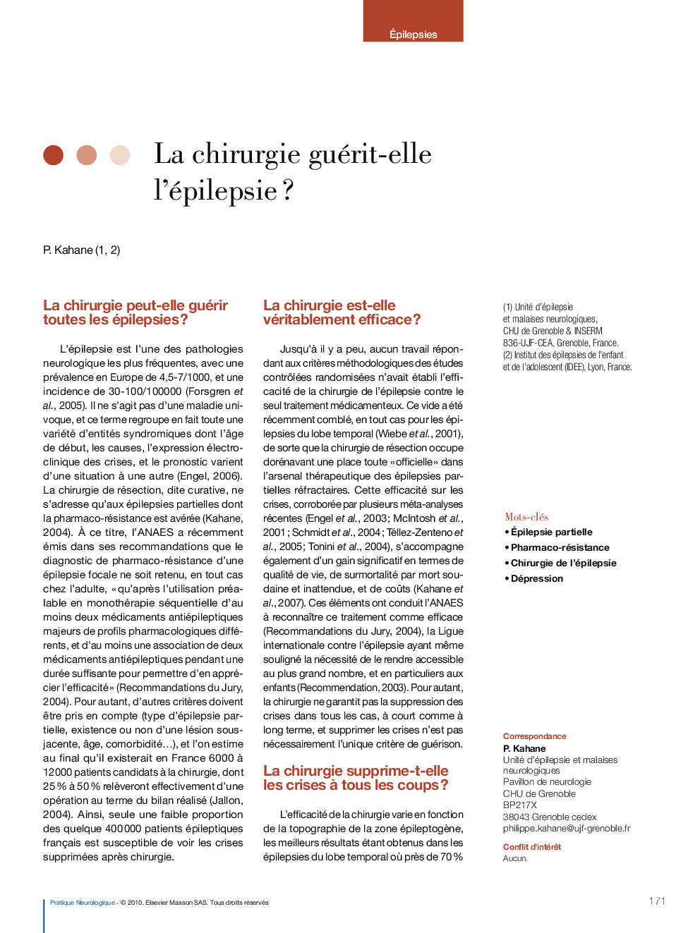 La chirurgie guérit-elle l'épilepsie ?