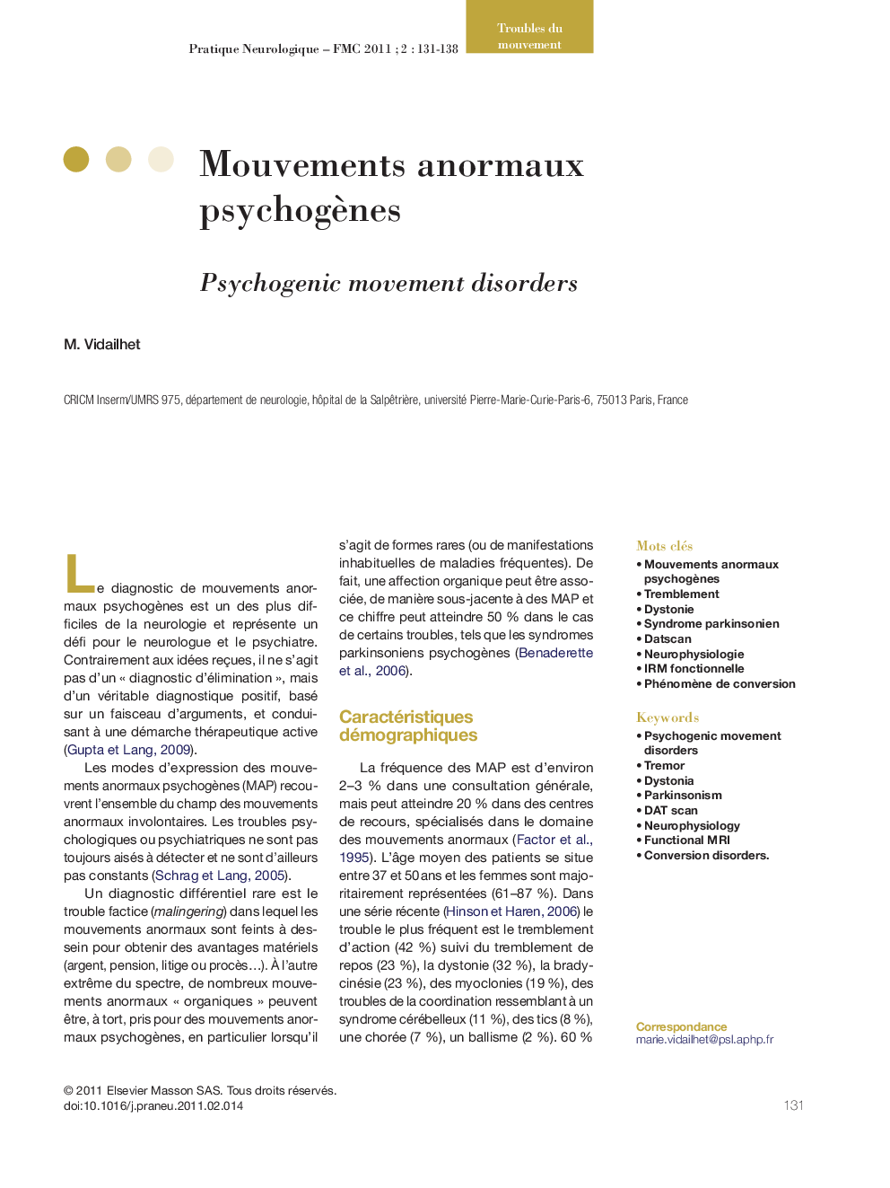 Mouvements anormaux psychogÃ¨nes