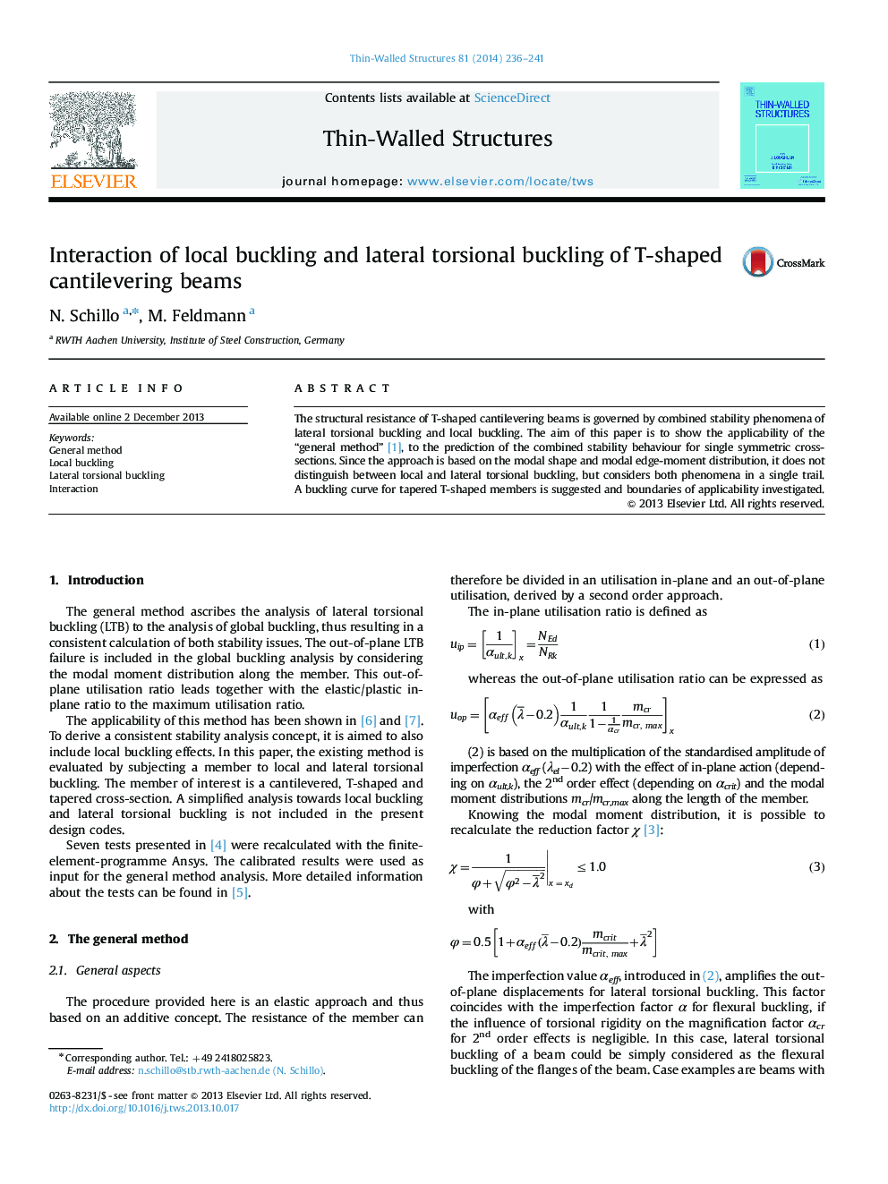 Interaction of local buckling and lateral torsional buckling of T-shaped cantilevering beams