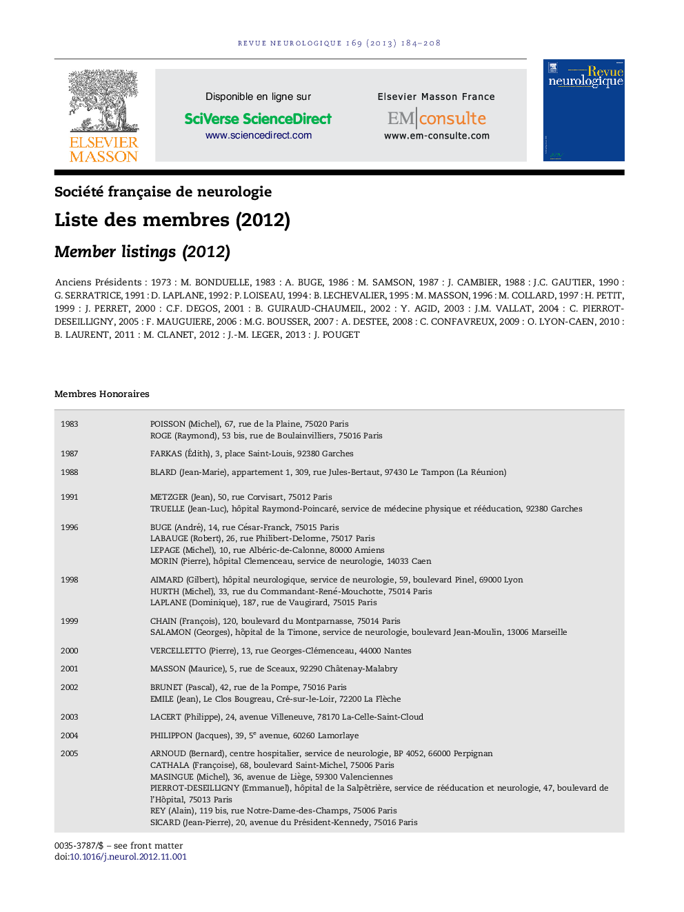 عکس صفحه اول مقاله: Liste des membres (2012) Liste des membres (2012)