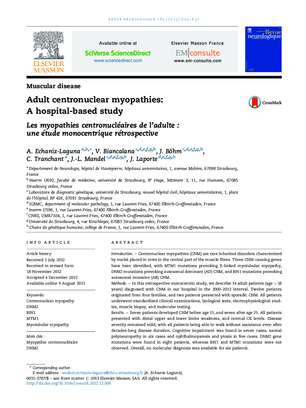 Adult centronuclear myopathies: A hospital-based study