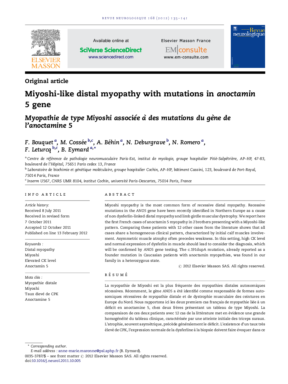 Miyoshi-like distal myopathy with mutations in anoctamin 5 gene