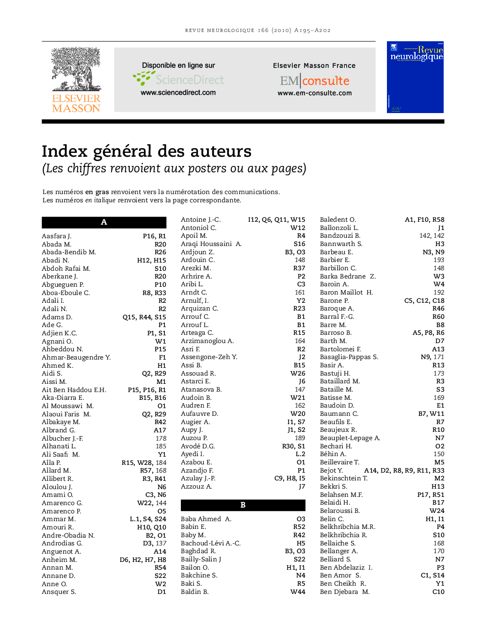 عکس صفحه اول مقاله: Index des auteurs Index des auteurs