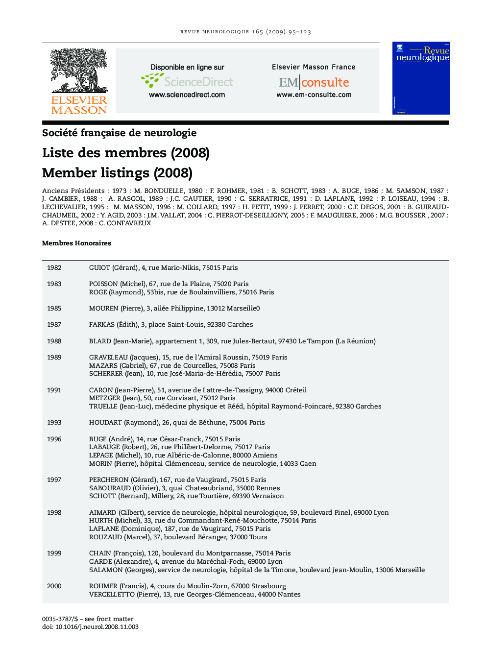 عکس صفحه اول مقاله: Liste des membres (2008) Liste des membres (2008)