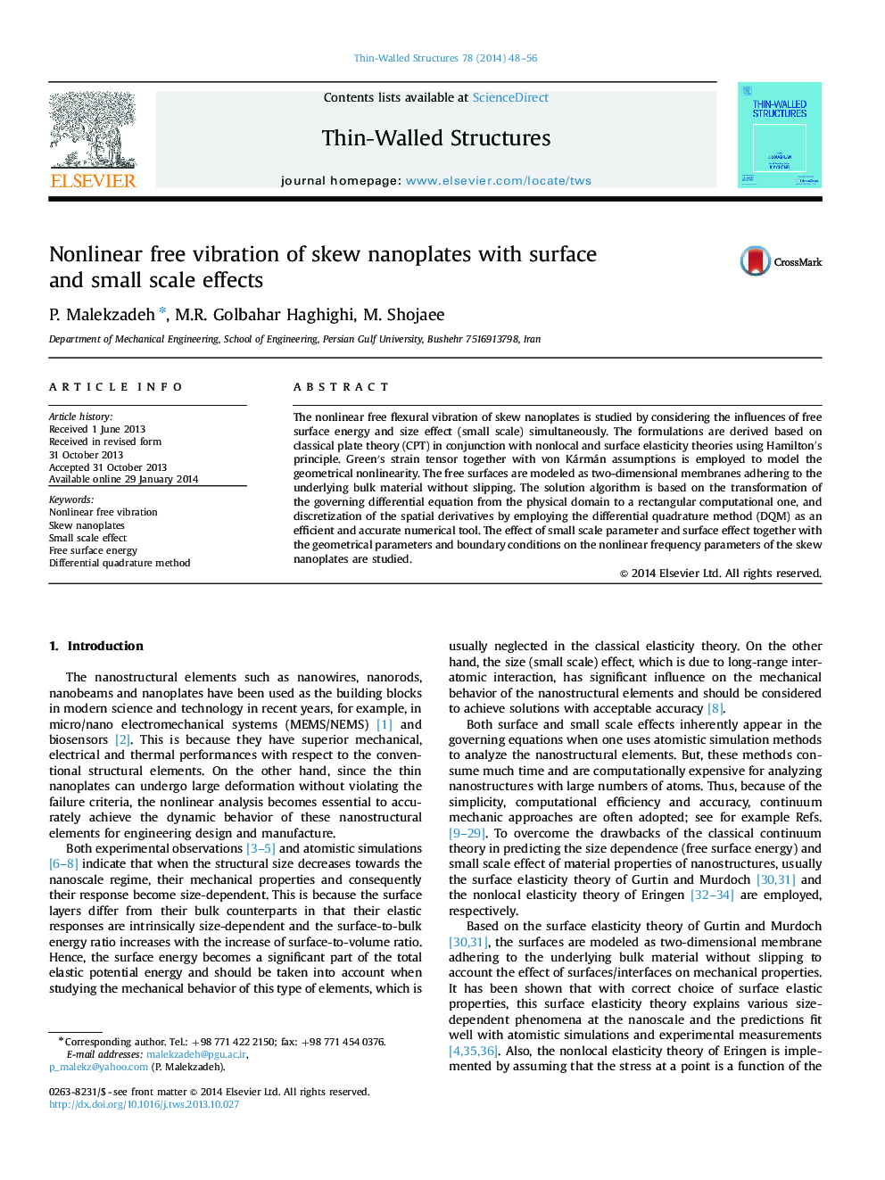 Nonlinear free vibration of skew nanoplates with surface and small scale effects