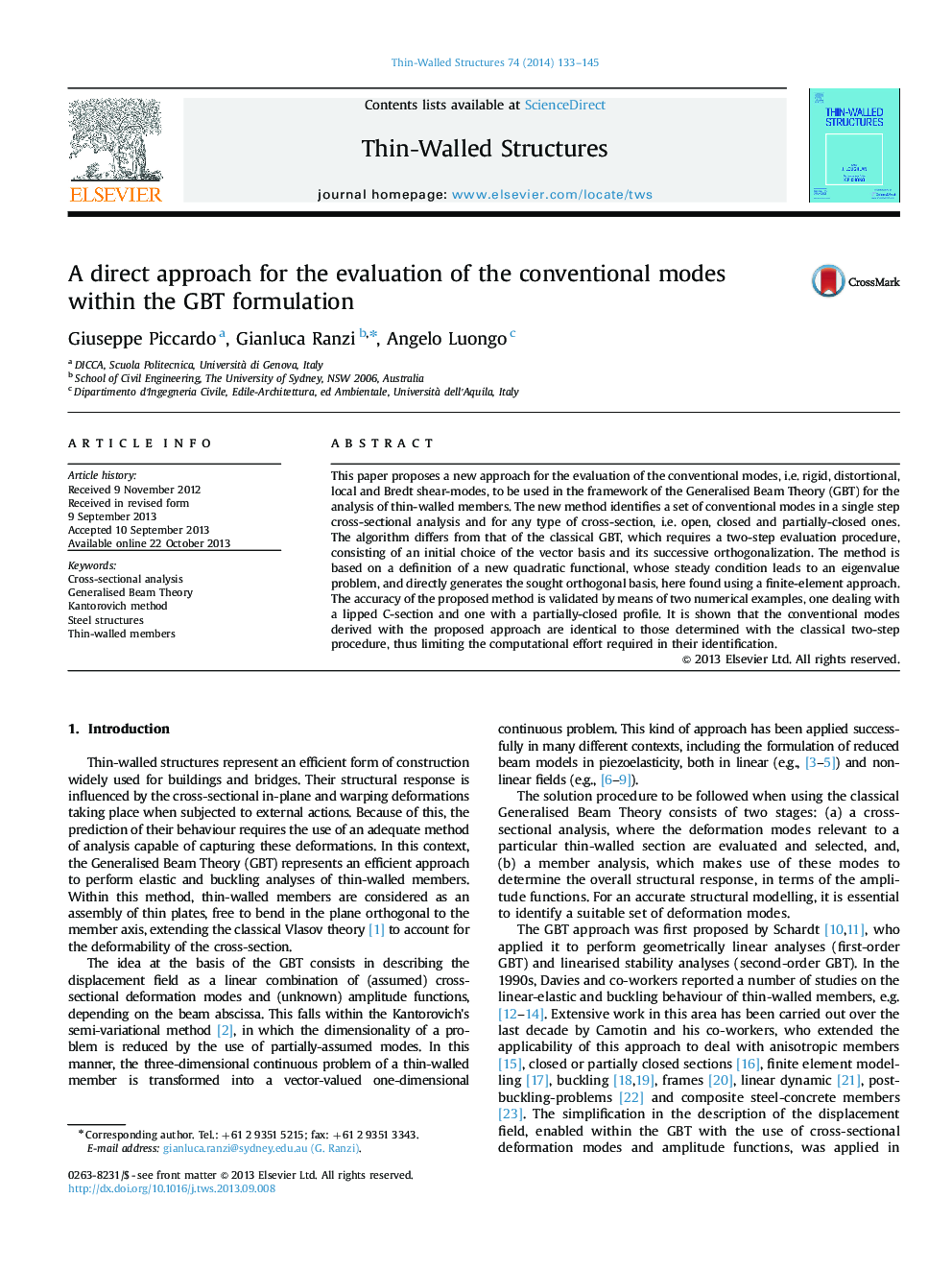 A direct approach for the evaluation of the conventional modes within the GBT formulation