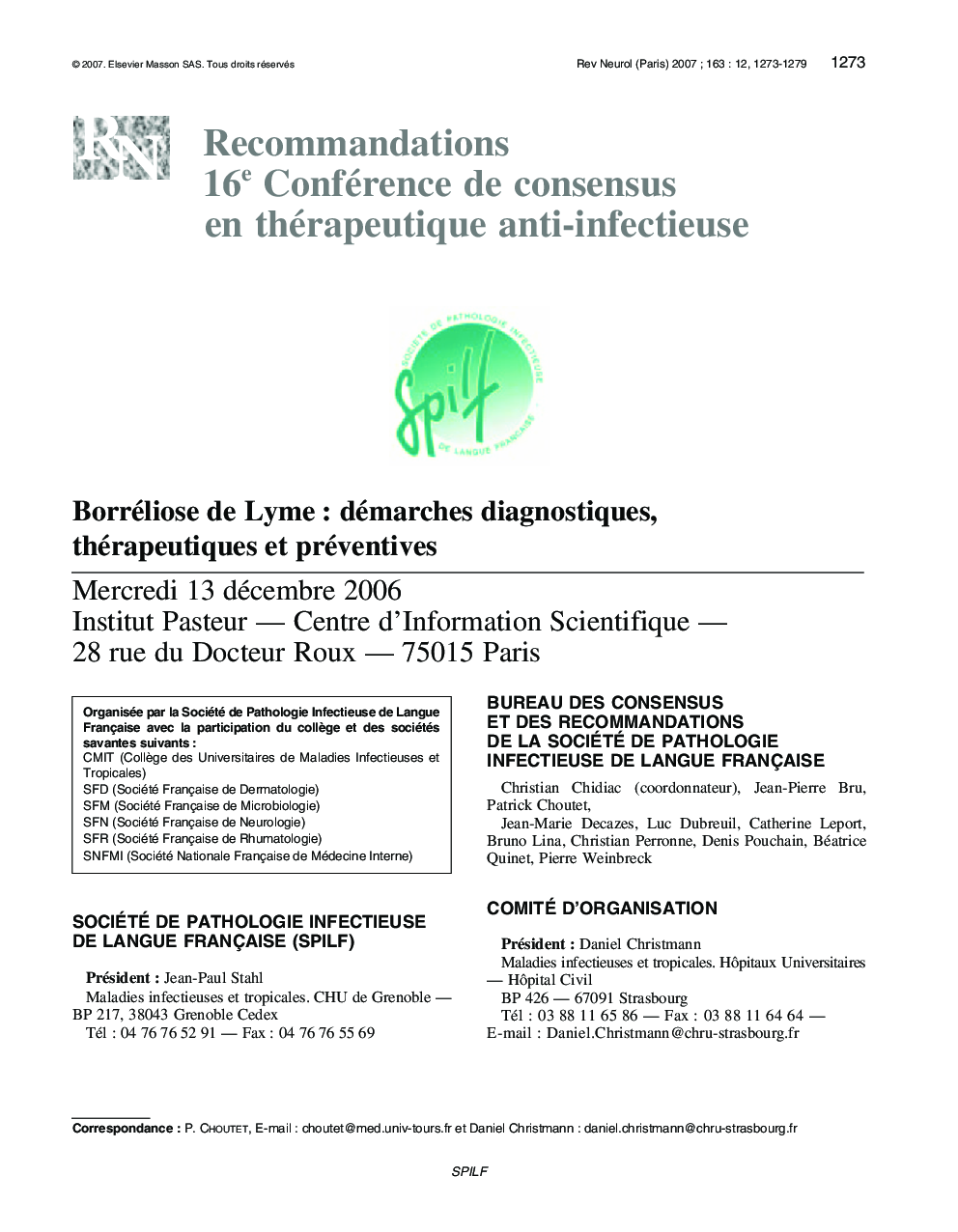 Borréliose de Lyme : démarches diagnostiques, thérapeutiques et préventives