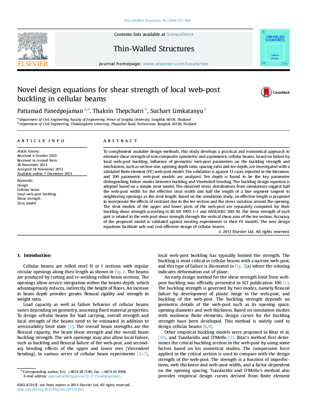 Novel design equations for shear strength of local web-post buckling in cellular beams