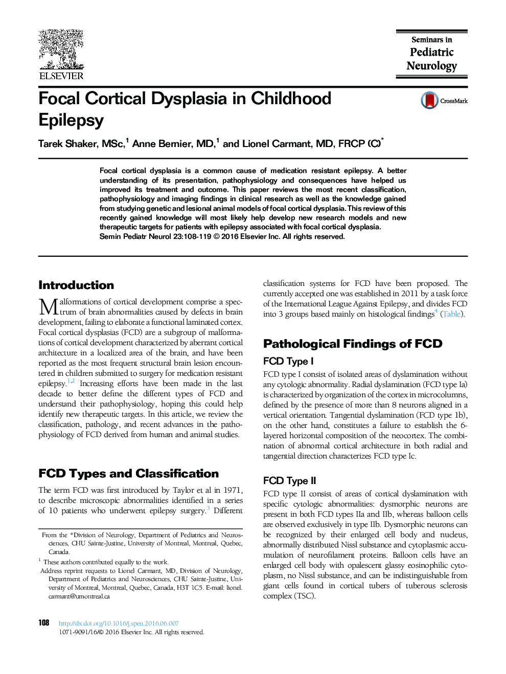 Focal Cortical Dysplasia in Childhood Epilepsy