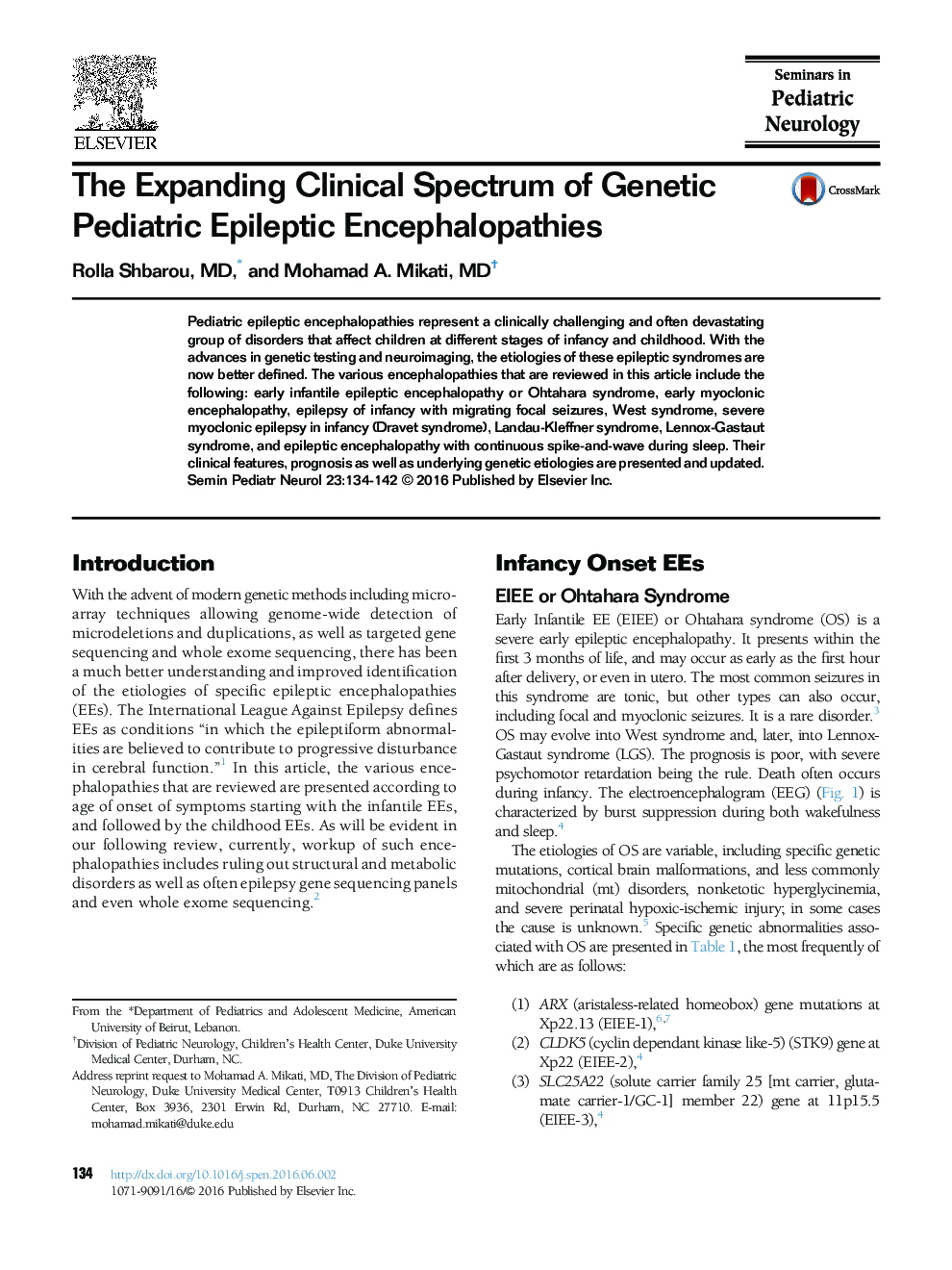 The Expanding Clinical Spectrum of Genetic Pediatric Epileptic Encephalopathies
