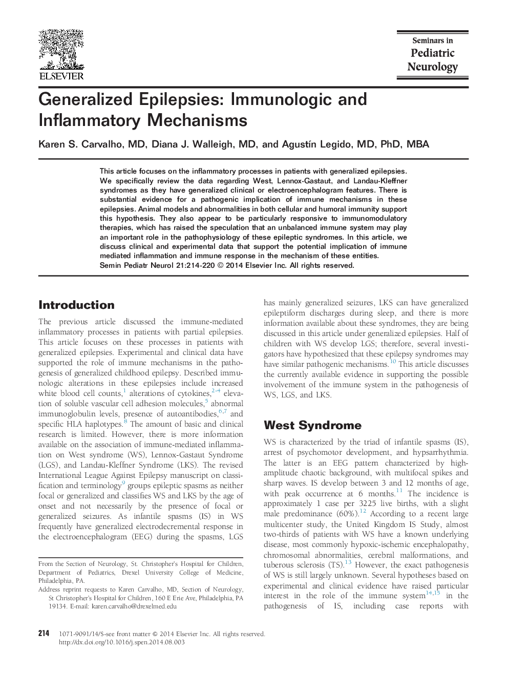 Generalized Epilepsies: Immunologic and Inflammatory Mechanisms