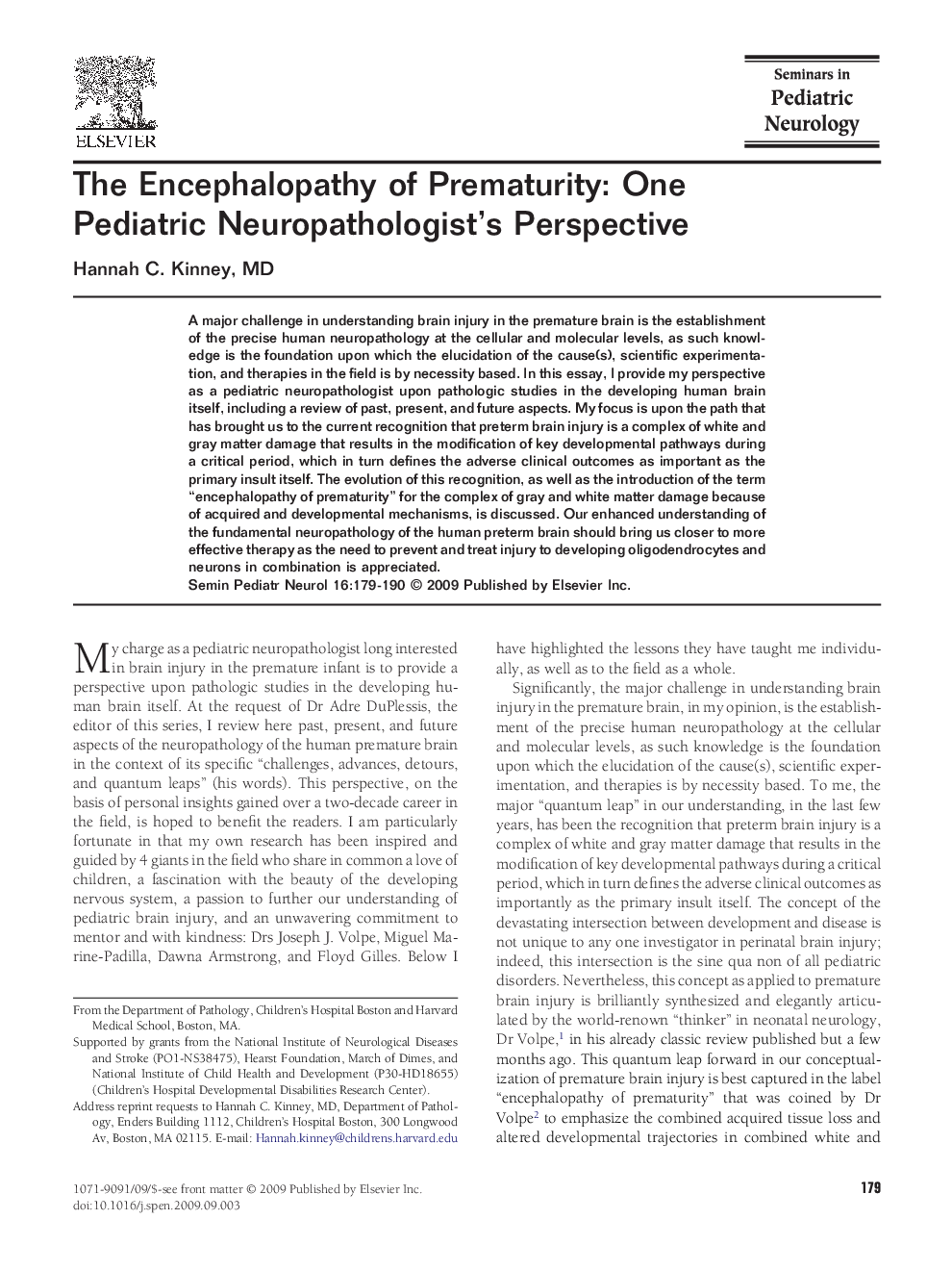 The Encephalopathy of Prematurity: One Pediatric Neuropathologist's Perspective 