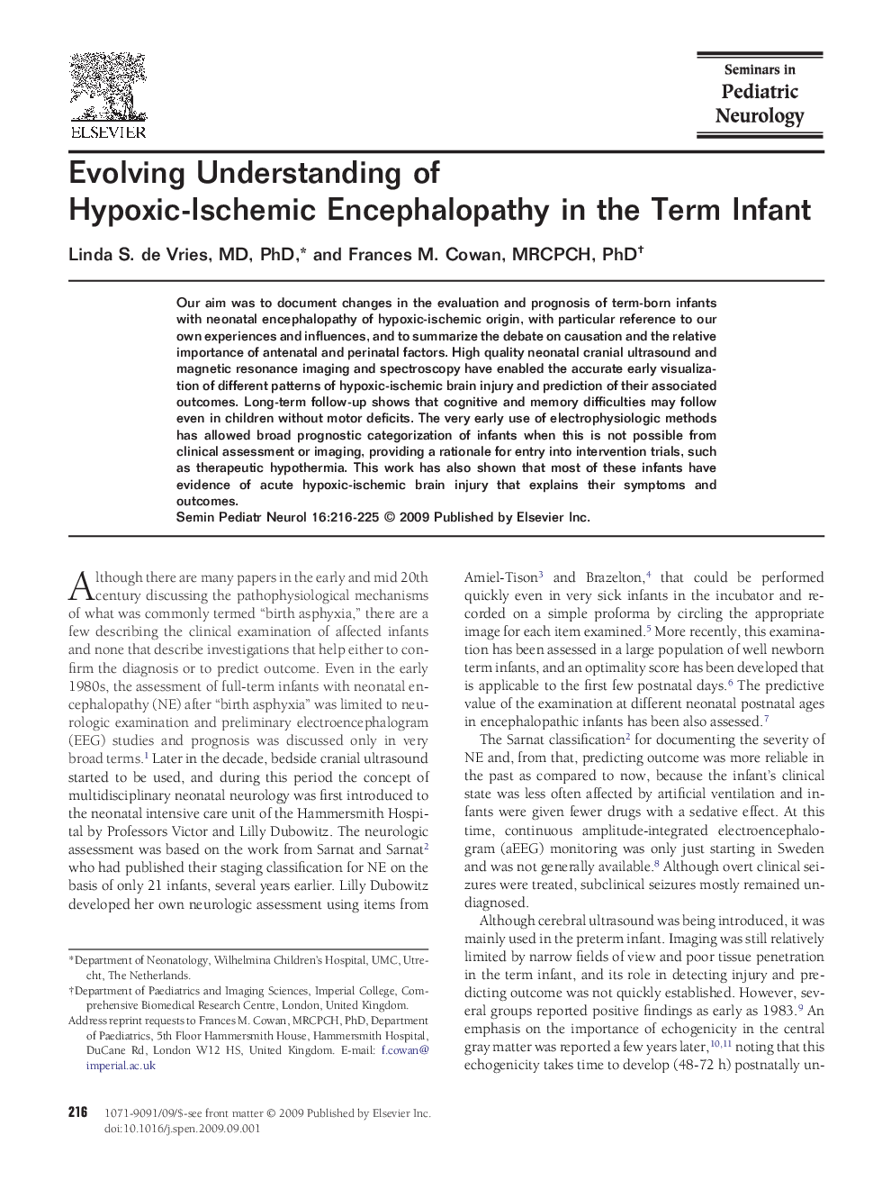Evolving Understanding of Hypoxic-Ischemic Encephalopathy in the Term Infant