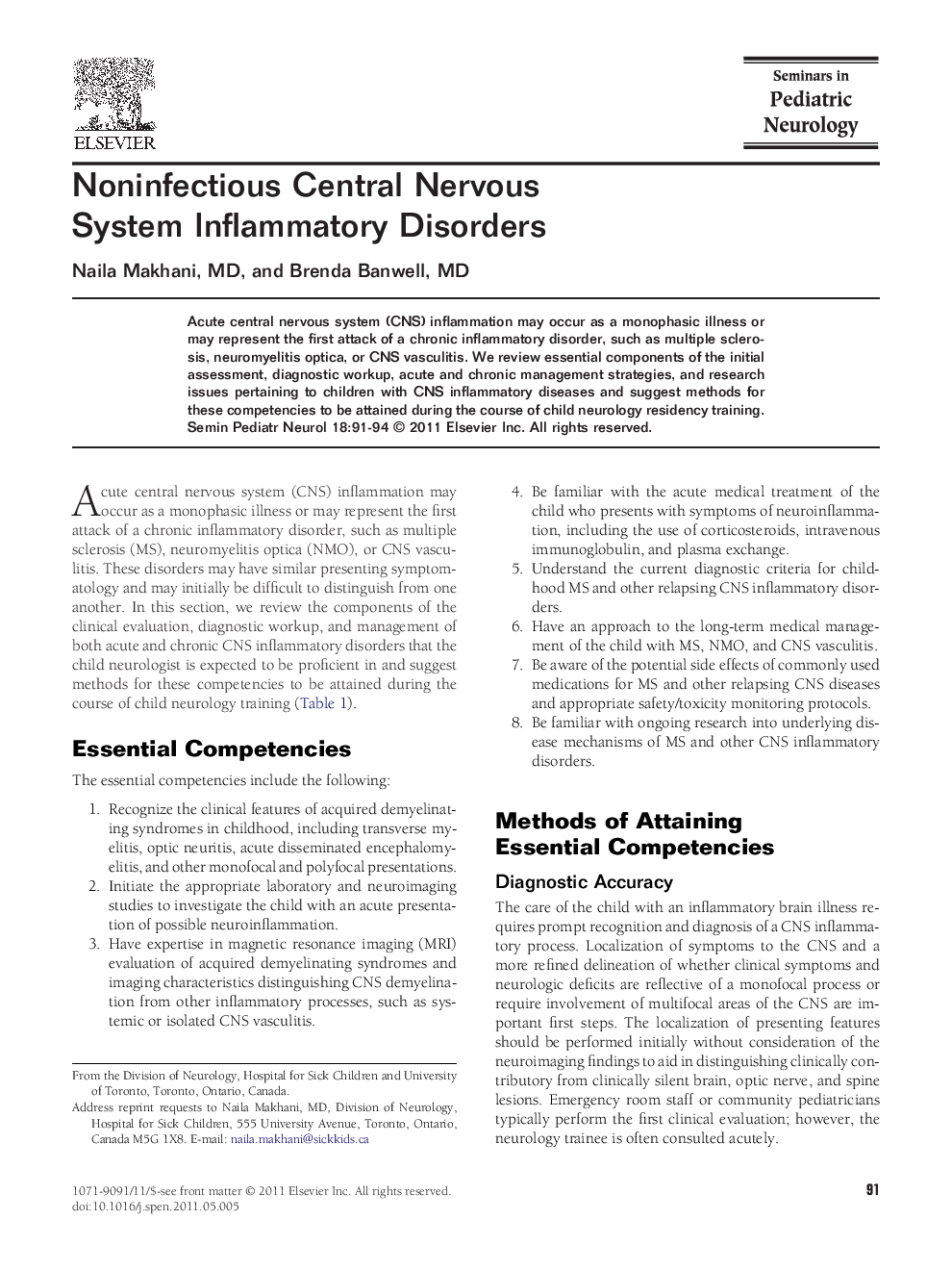 Noninfectious Central Nervous System Inflammatory Disorders