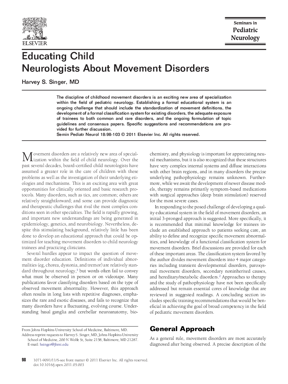 Educating Child Neurologists About Movement Disorders