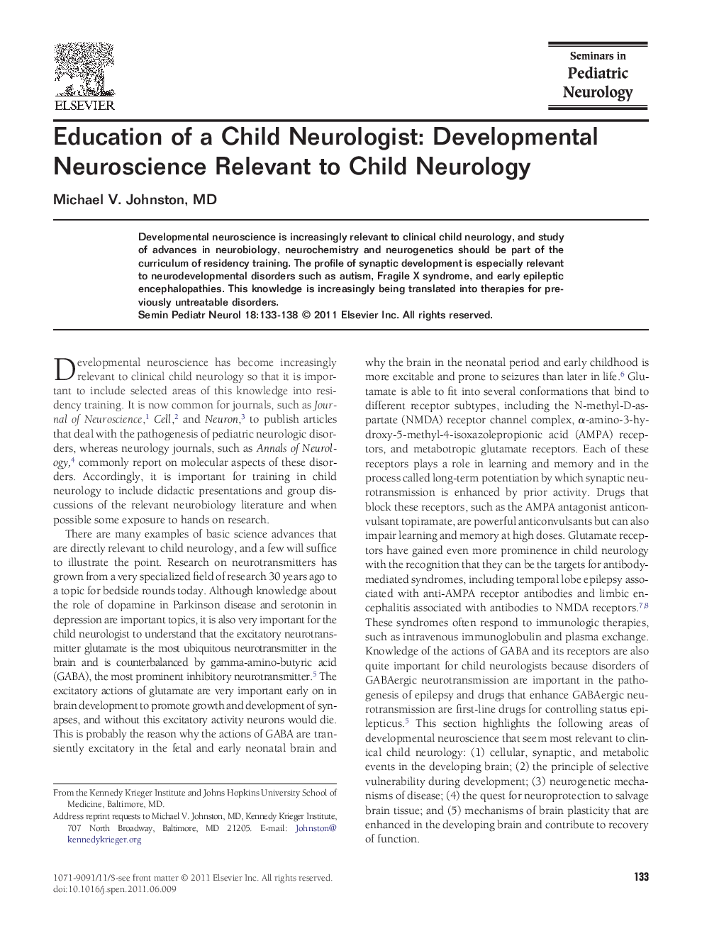 Education of a Child Neurologist: Developmental Neuroscience Relevant to Child Neurology