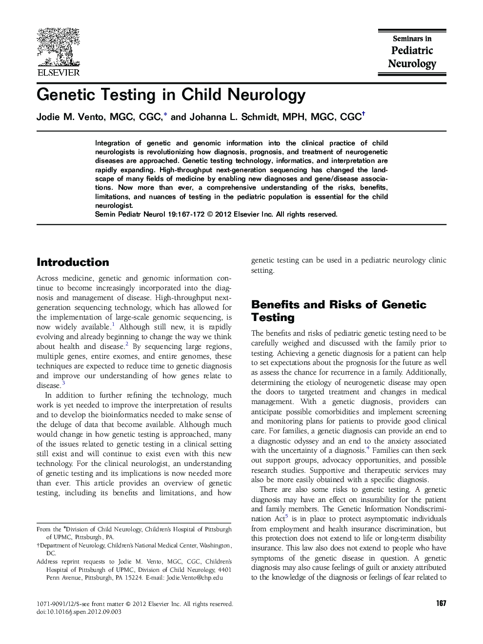 Genetic Testing in Child Neurology