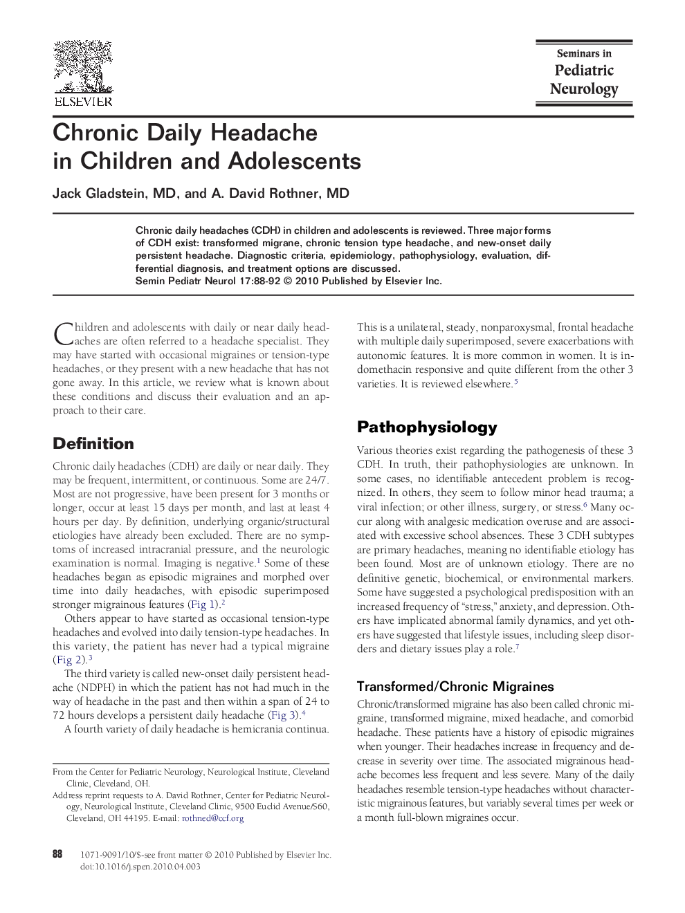 عکس صفحه اول مقاله: Chronic Daily Headache in Children and Adolescents Chronic Daily Headache in Children and Adolescents