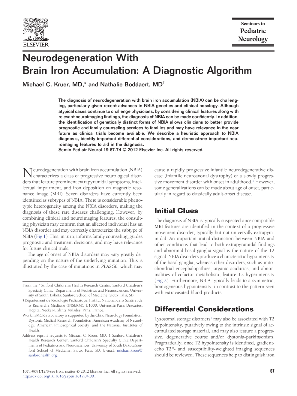 عکس صفحه اول مقاله: Neurodegeneration With Brain Iron Accumulation: A Diagnostic Algorithm Neurodegeneration With Brain Iron Accumulation: A Diagnostic Algorithm
