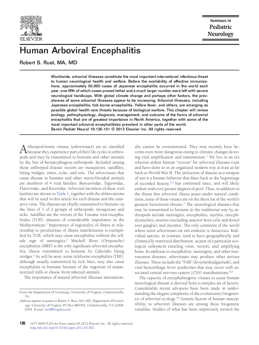 Human Arboviral Encephalitis