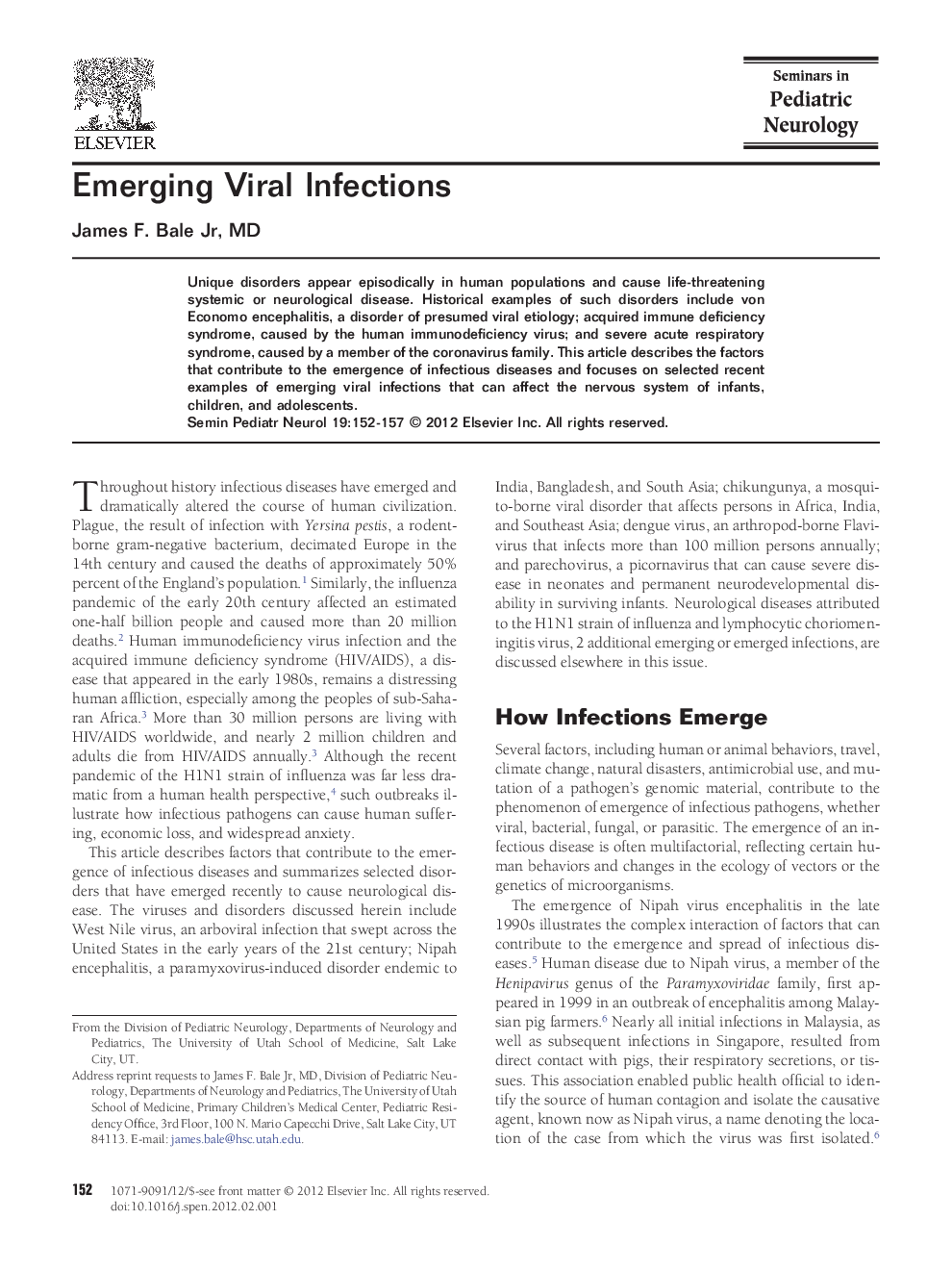 عکس صفحه اول مقاله: Emerging Viral Infections Emerging Viral Infections