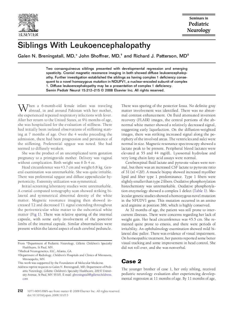 Siblings With Leukoencephalopathy