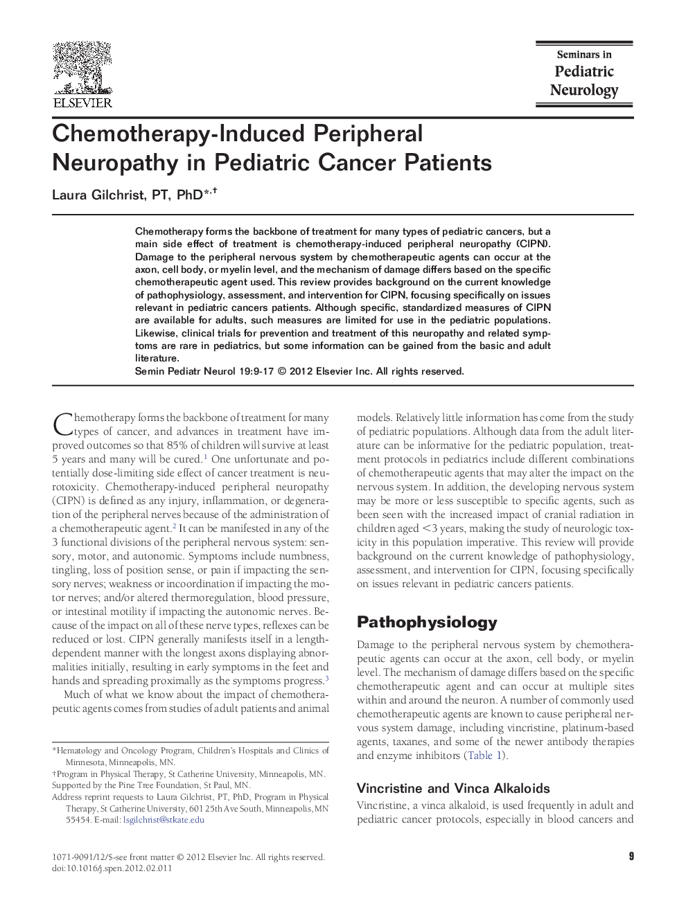Chemotherapy-Induced Peripheral Neuropathy in Pediatric Cancer Patients 