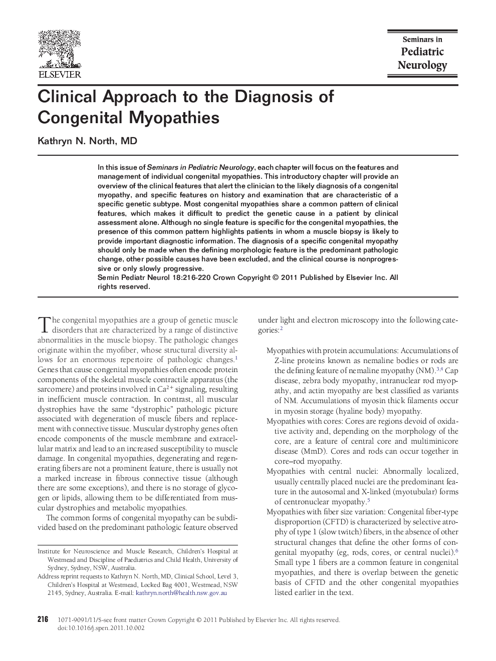 Clinical Approach to the Diagnosis of Congenital Myopathies