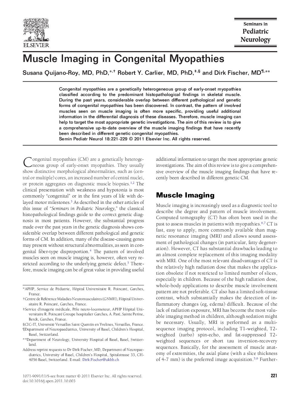 عکس صفحه اول مقاله: Muscle Imaging in Congenital Myopathies Muscle Imaging in Congenital Myopathies