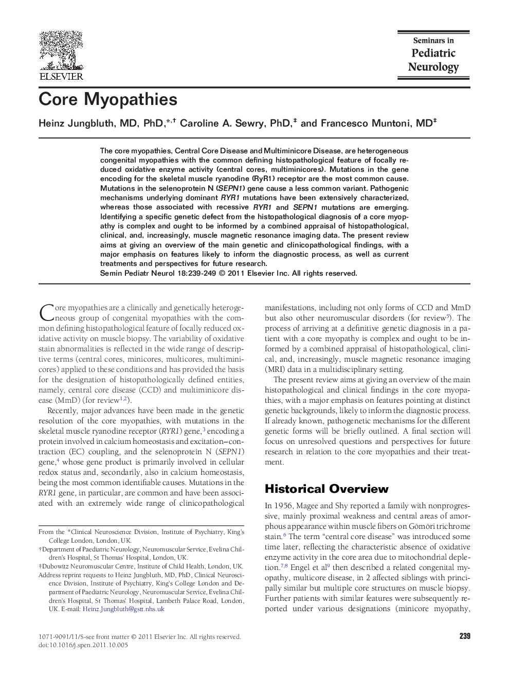 Core Myopathies