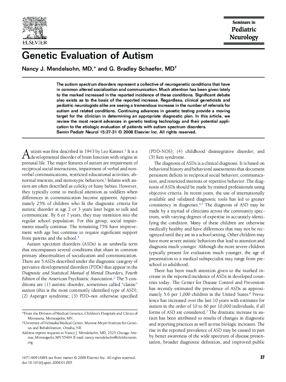 Genetic Evaluation of Autism