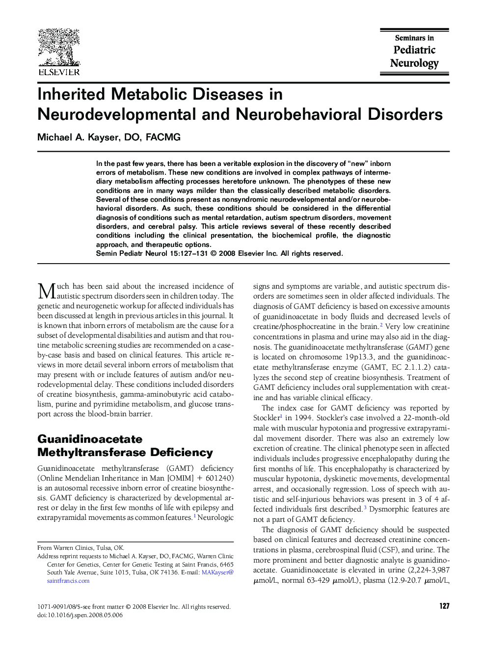 Inherited Metabolic Diseases in Neurodevelopmental and Neurobehavioral Disorders